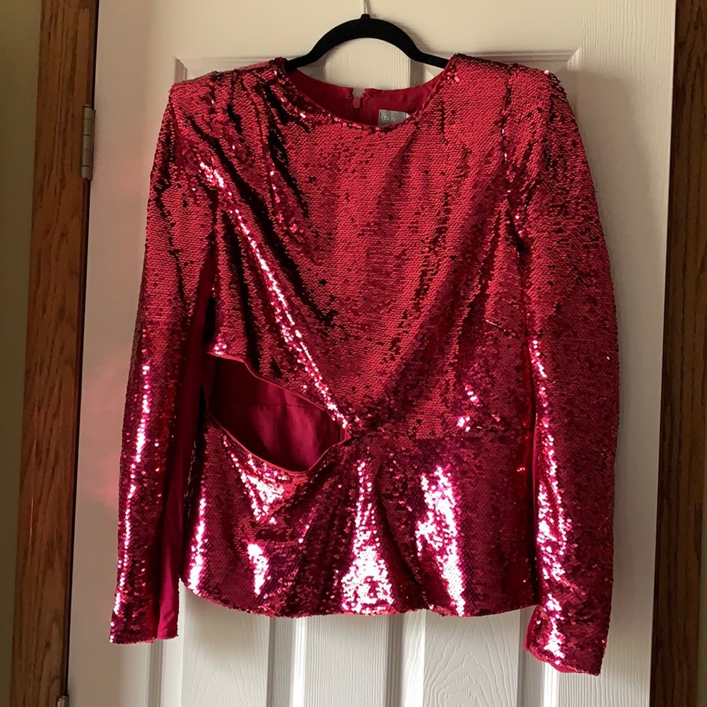 ASOS Pink Sequin Cutout Top Size 12